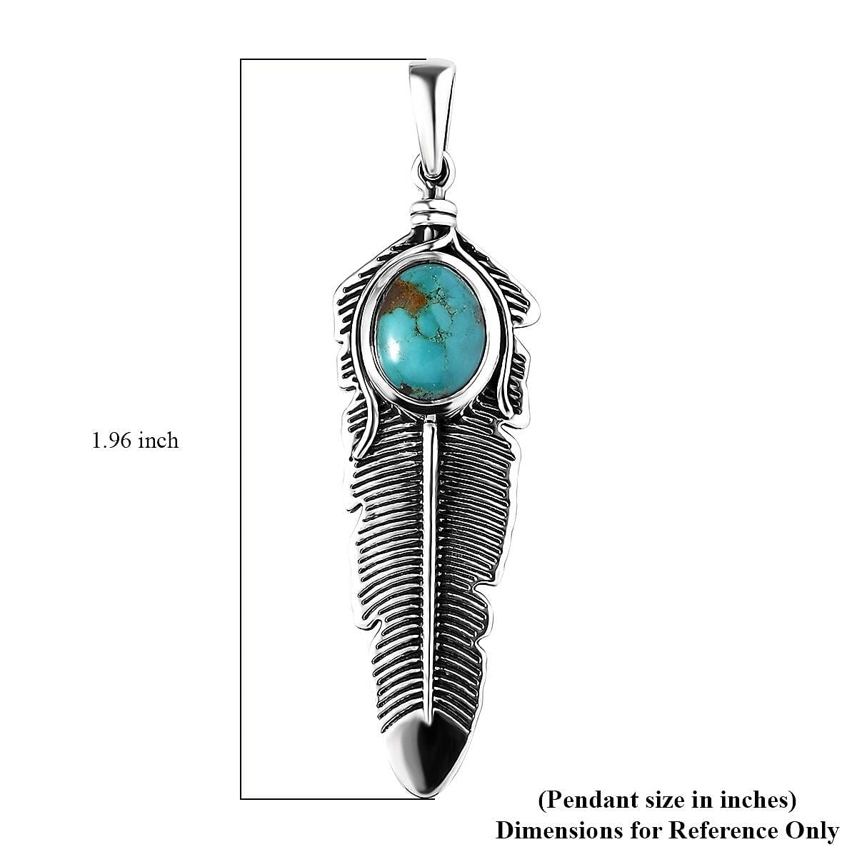 Artisan Crafted Sierra Nevada Turquoise Feather Pendant in Sterling Silver 2.65 ctw image number 5