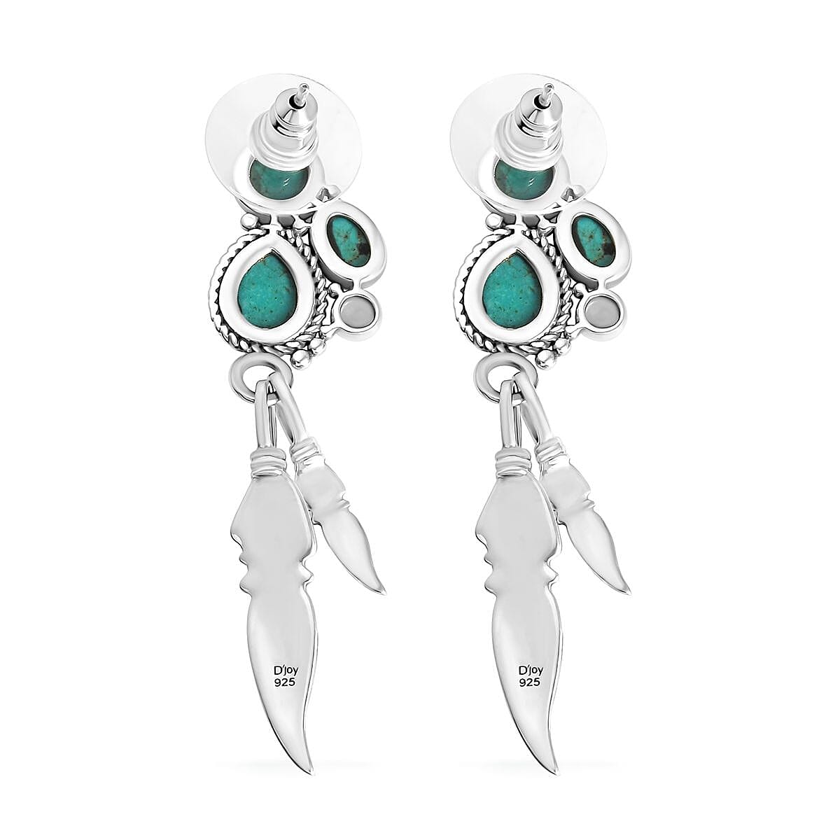 Artisan Crafted Sierra Nevada Turquoise Dangle Earrings in Sterling Silver 5.35 ctw