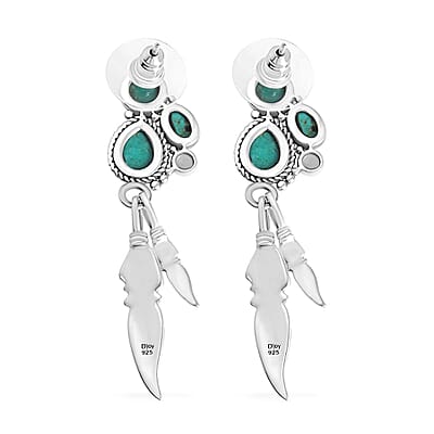 Artisan Crafted Sierra Nevada Turquoise Dangle Earrings in Sterling Silver 5.35 ctw