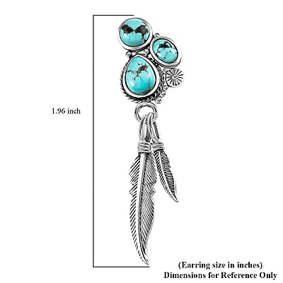 Artisan Crafted Sierra Nevada Turquoise Dangle Earrings in Sterling Silver 5.35 ctw