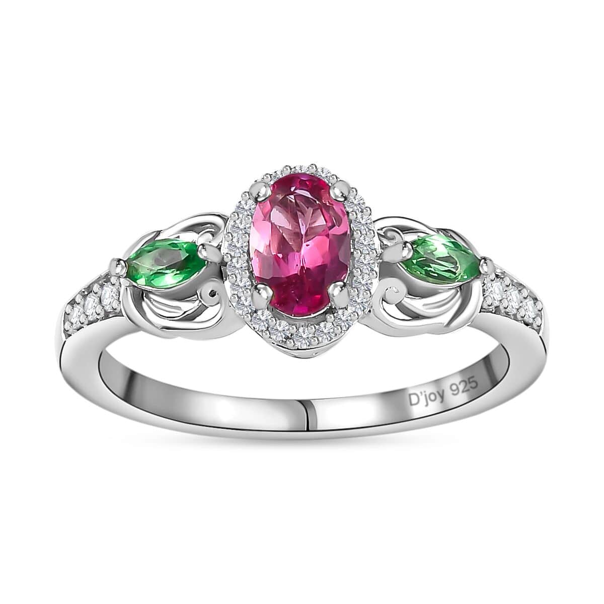 Ouro Fino Rubellite and Multi Gemstone Ring in Platinum Over Sterling Silver (Size 10.0) 0.85 ctw image number 0
