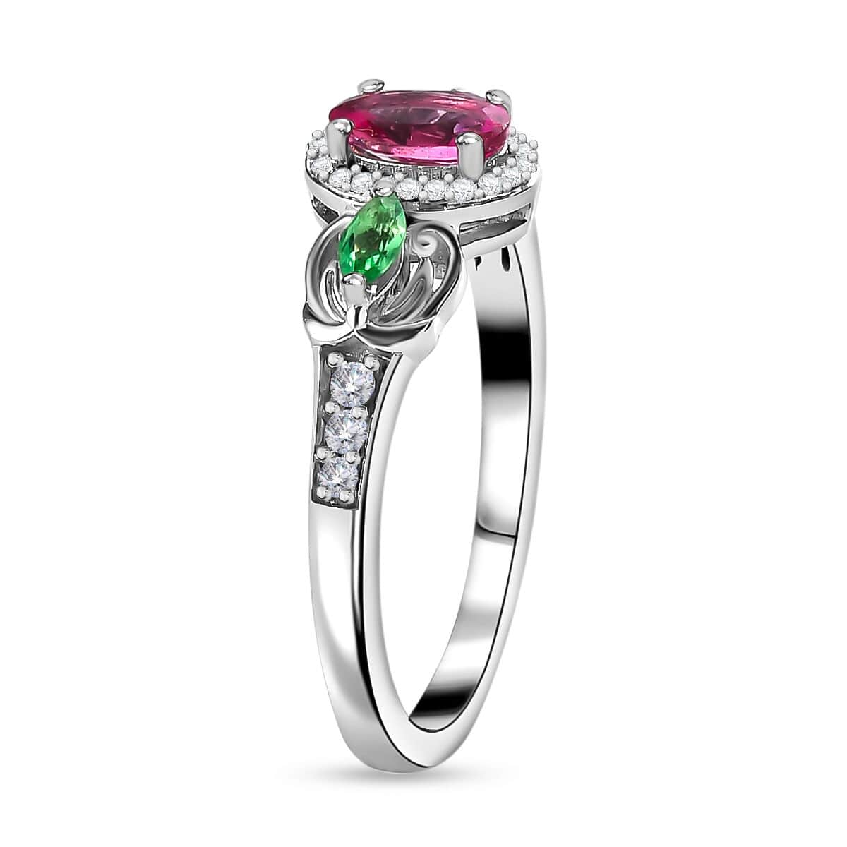 Ouro Fino Rubellite and Multi Gemstone Ring in Platinum Over Sterling Silver (Size 10.0) 0.85 ctw image number 3