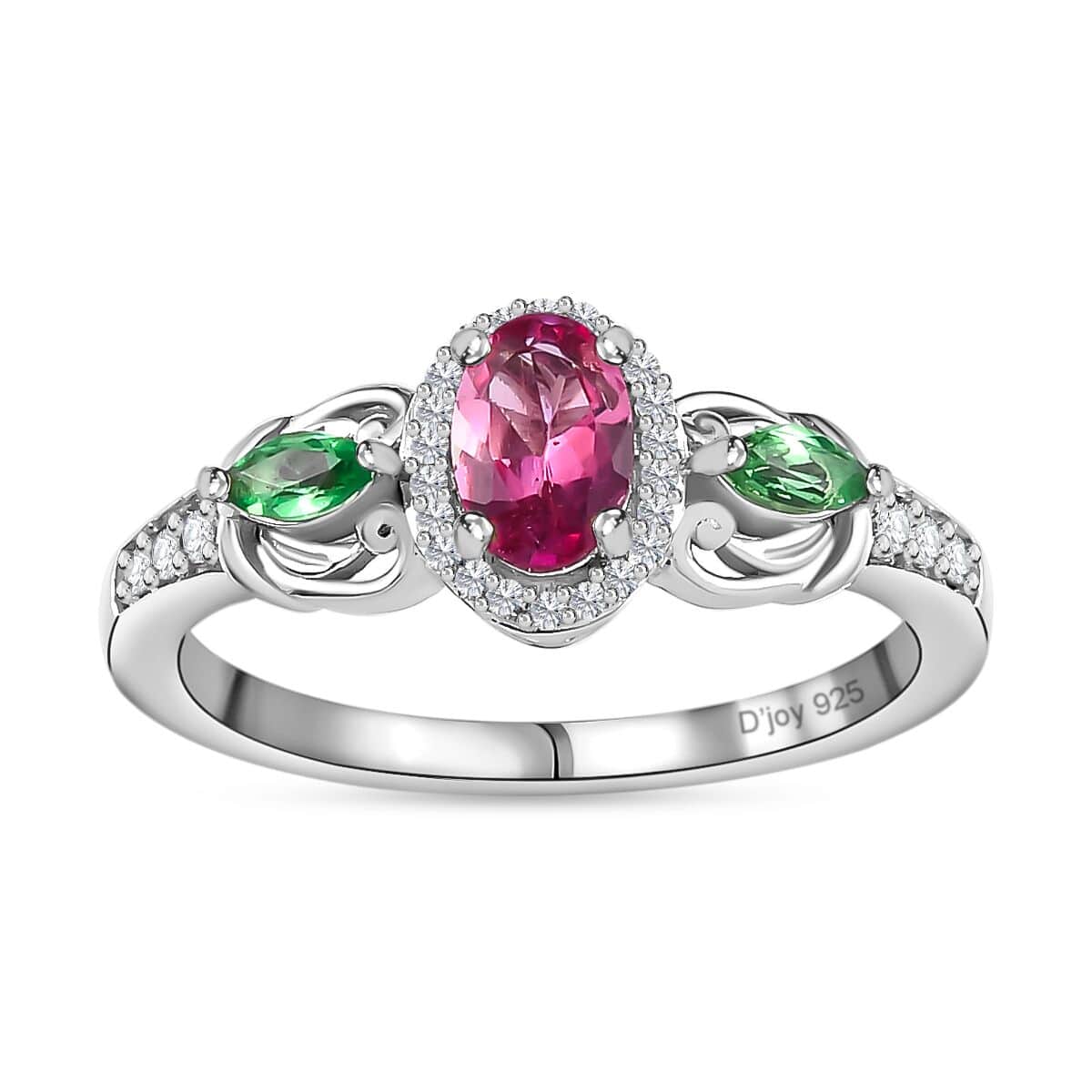 Ouro Fino Rubellite and Multi Gemstone Ring in Platinum Over Sterling Silver (Size 9.0) 0.85 ctw image number 0