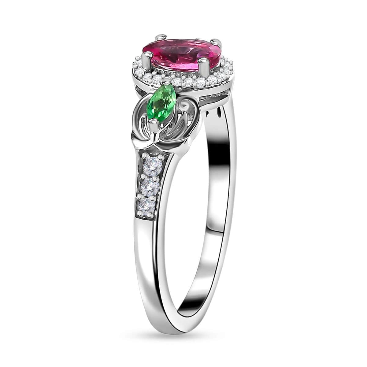 Ouro Fino Rubellite and Multi Gemstone Ring in Platinum Over Sterling Silver (Size 9.0) 0.85 ctw image number 3