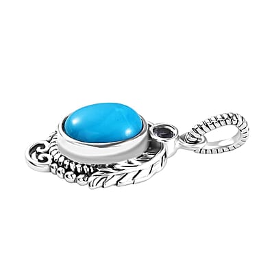 Artisan Crafted Premium Sleeping Beauty Turquoise and Tanzanite 1.65 ctw Leaf Pendant without Chain in Sterling Silver