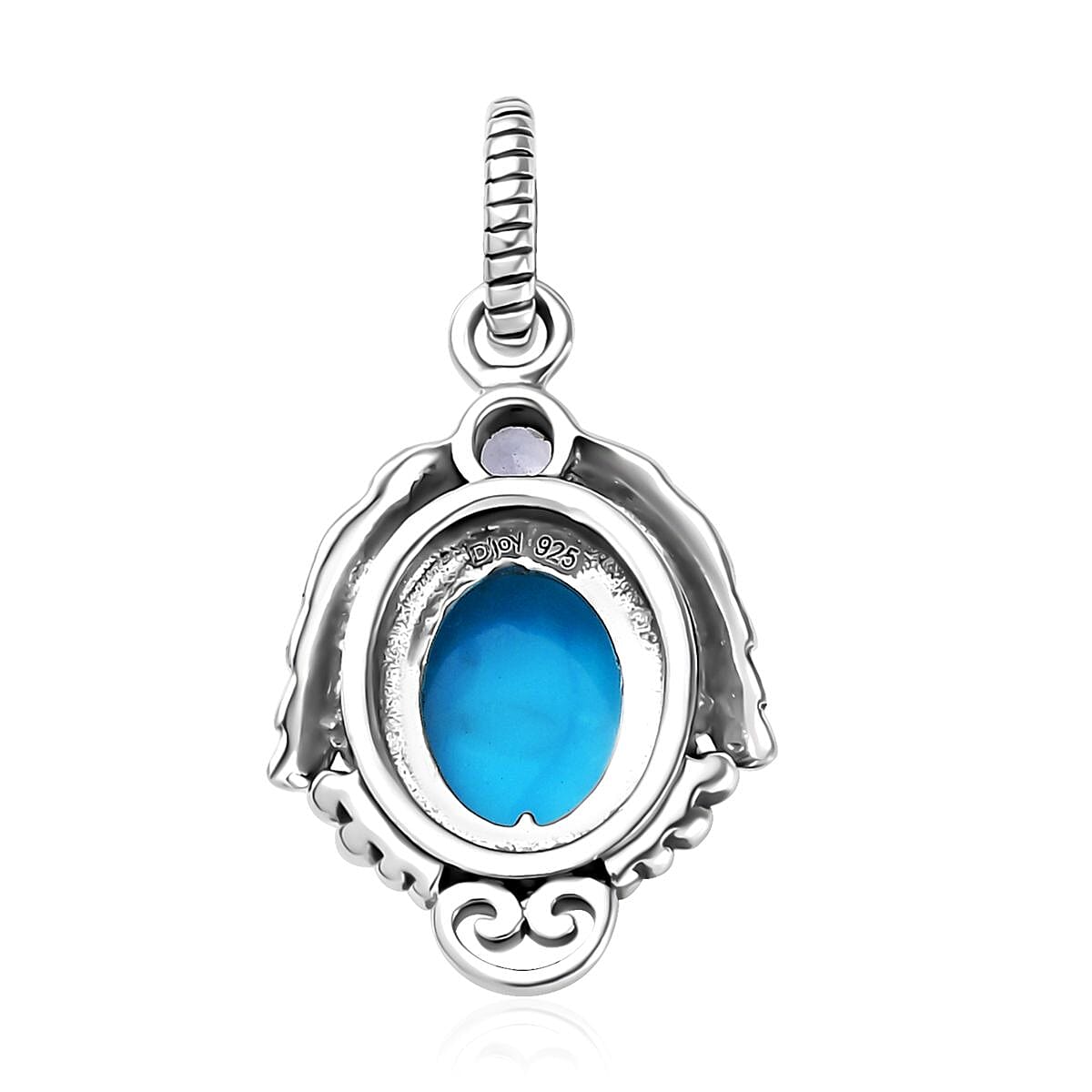 Artisan Crafted Premium Sleeping Beauty Turquoise and Tanzanite 1.65 ctw Leaf Pendant without Chain in Sterling Silver