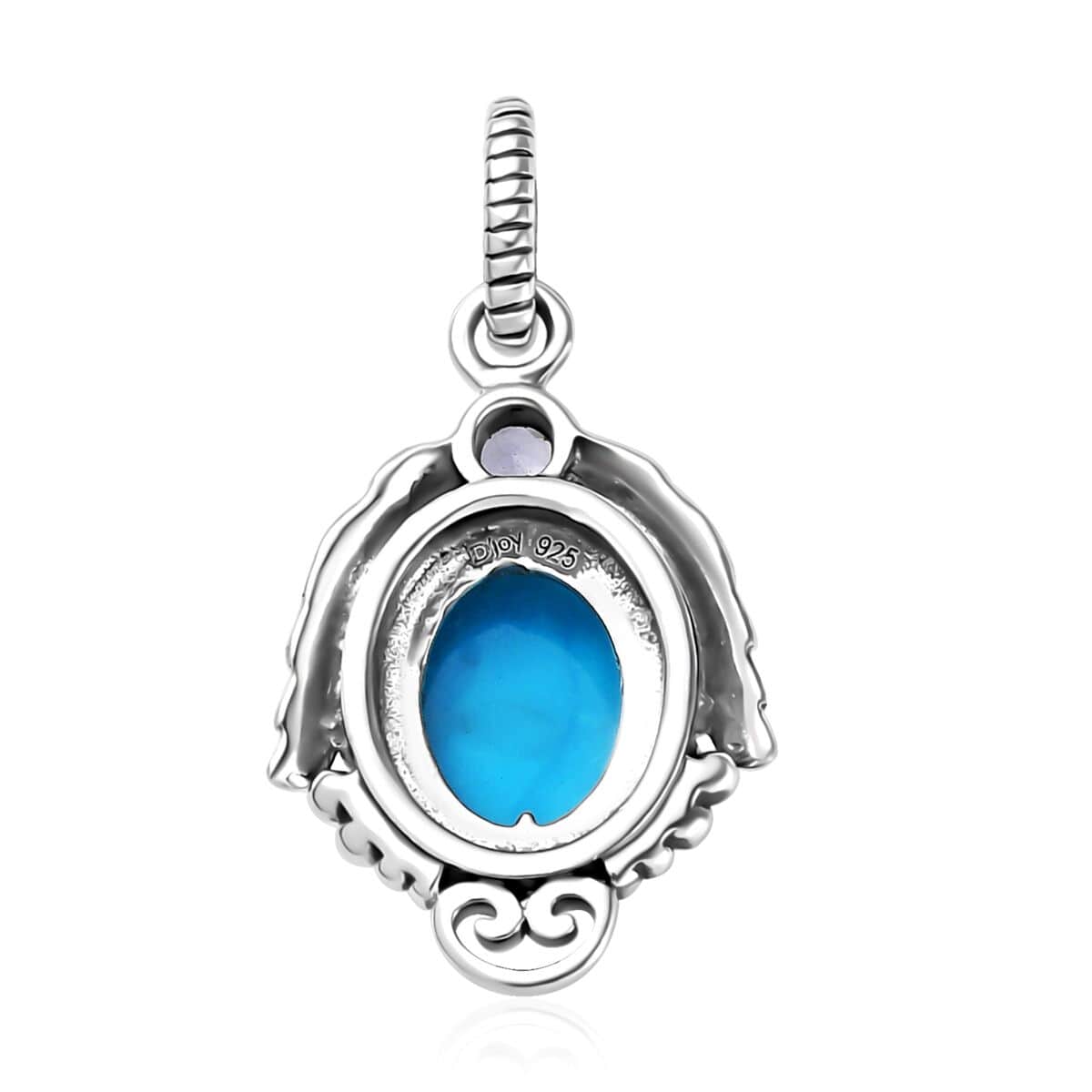 Artisan Crafted Premium Sleeping Beauty Turquoise and Tanzanite 1.65 ctw Leaf Pendant in Sterling Silver image number 4