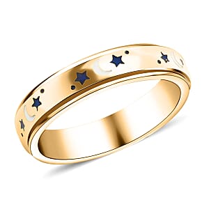 Fidget Ring Spinner Ring in 925 Sterling Silver Moon Star Anxiety Ring for Women Men Vermeil Yellow Gold Jewelry Birthday Gifts (Size 8.00)