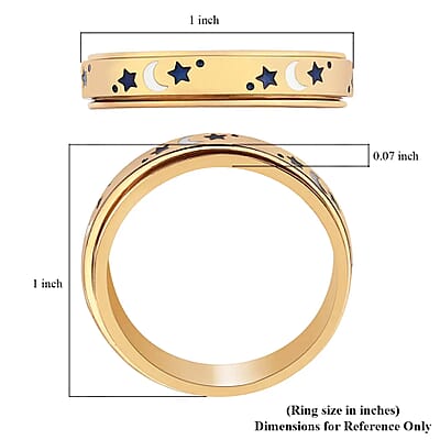 Fidget Ring Spinner Ring in 925 Sterling Silver Moon Star Anxiety Ring for Women Men Vermeil Yellow Gold Jewelry Birthday Gifts (Size 8.00)