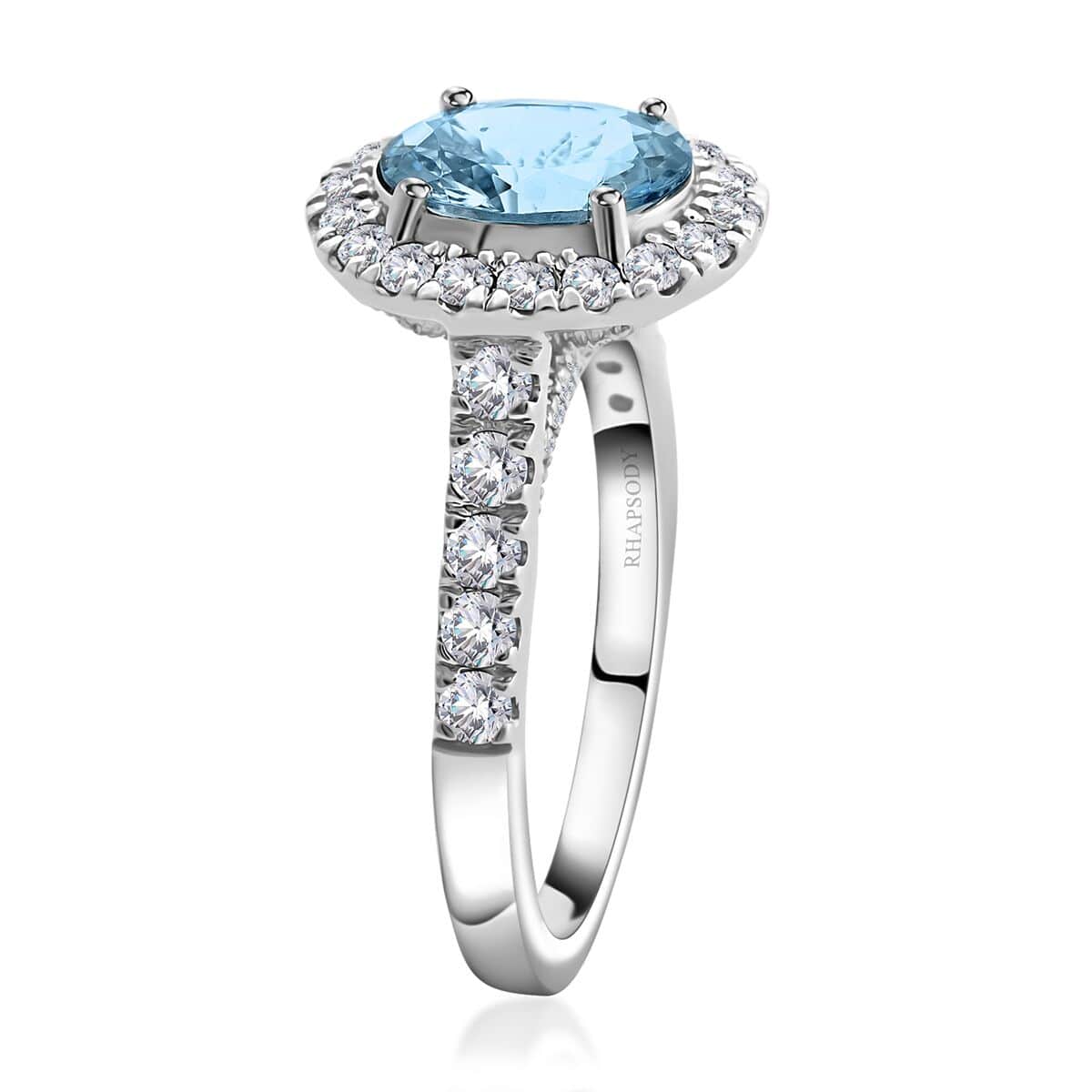 Certified & Appraised Rhapsody 950 Platinum AAAA Santa Maria Aquamarine and E-F VS2 Diamond Halo Ring (Size 10.0) 6 Grams 2.50 ctw image number 3