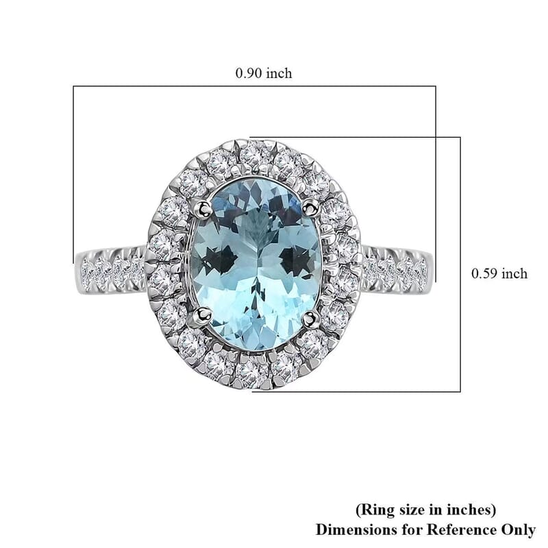 Certified & Appraised Rhapsody AAAA Santa Maria Aquamarine and E-F VS2 Diamond 2.50 ctw Halo Ring in 950 Platinum (Size 10) 6 Grams