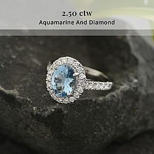Certified & Appraised Rhapsody AAAA Santa Maria Aquamarine and E-F VS2 Diamond 2.50 ctw Halo Ring in 950 Platinum (Size 10.5) 6 Grams