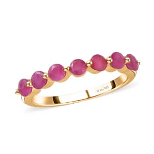 Premium Montepuez Ruby 7 Stone Ring in Vermeil Yellow Gold Over Sterling Silver (Size 6.0) 1.25 ctw