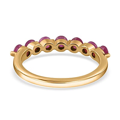 Premium Montepuez Ruby 7 Stone Ring in Vermeil Yellow Gold Over Sterling Silver (Size 6.0) 1.25 ctw