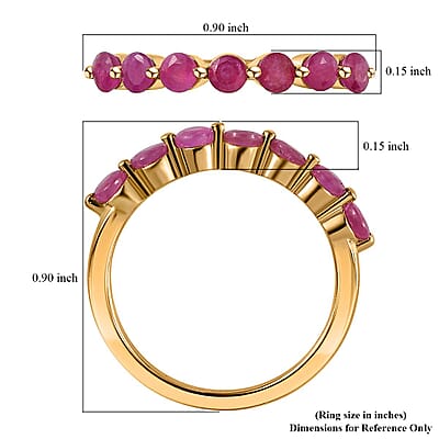 Premium Montepuez Ruby 7 Stone Ring in Vermeil Yellow Gold Over Sterling Silver (Size 6.0) 1.25 ctw