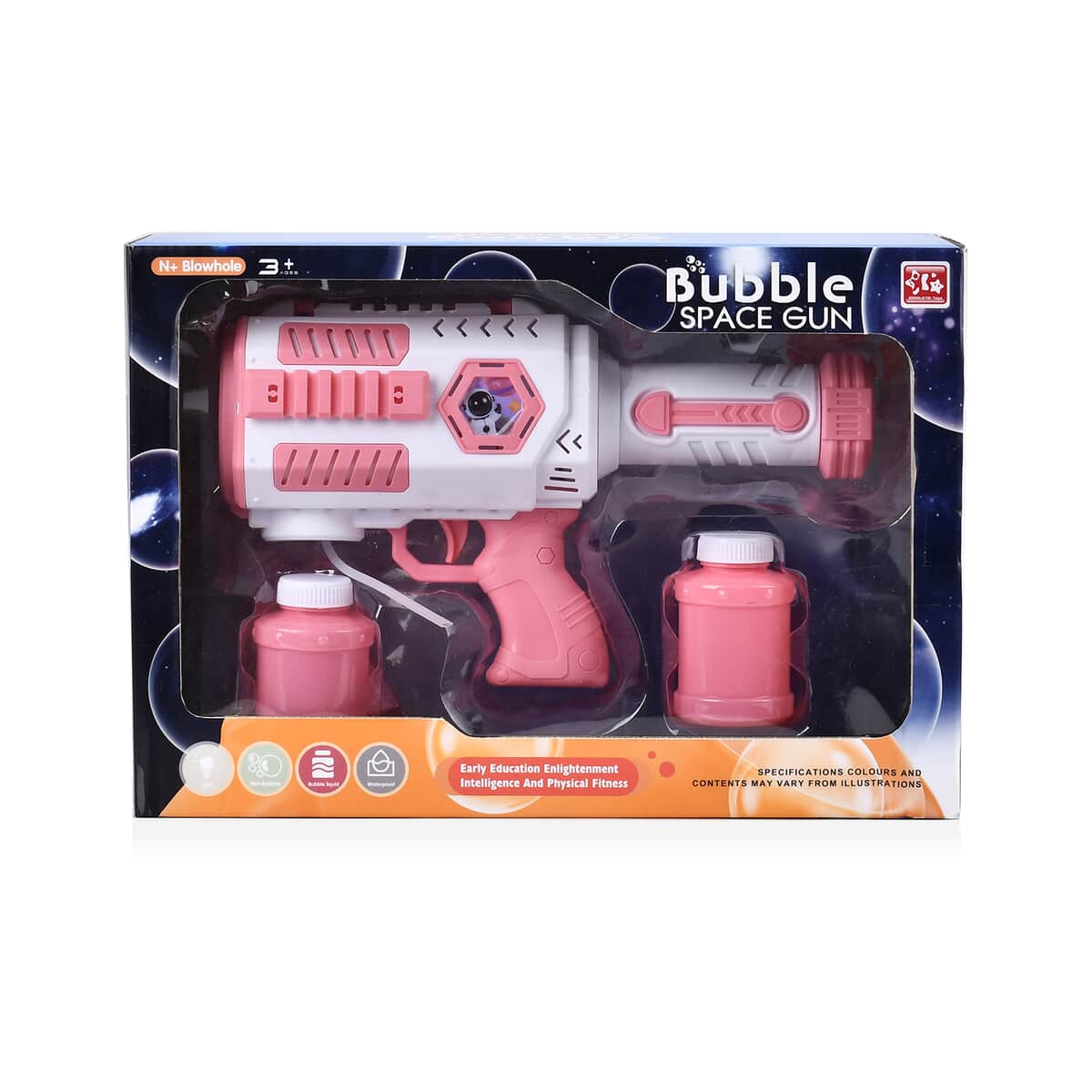 Pink and White 30 Holes Bubble Gun with Two Bottles of Bubble Liquid (4xAA Battery Not Included) image number 7