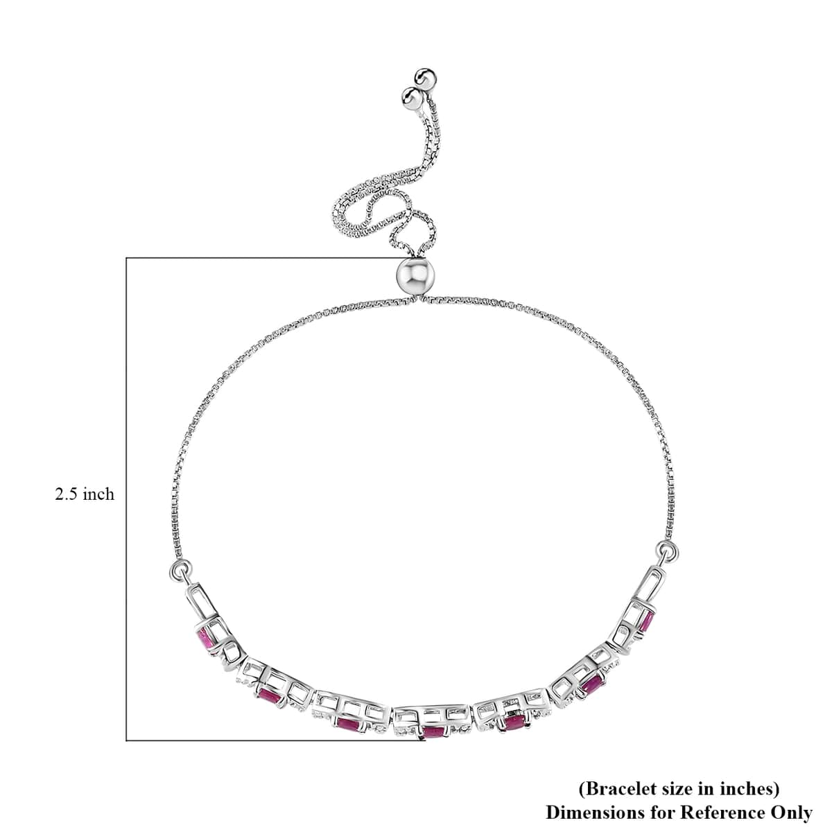 Premium Montepuez Ruby Bolo Bracelet in Platinum Over Sterling Silver 1.40 ctw image number 4