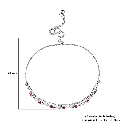 Premium Montepuez Ruby Bolo Bracelet in Platinum Over Sterling Silver 1.40 ctw