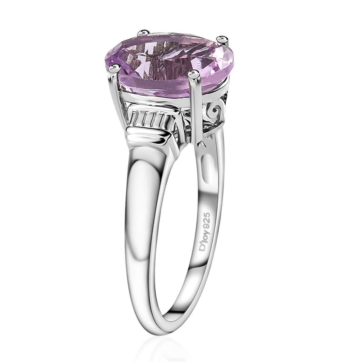 Rose De France Amethyst Solitaire Ring in Platinum Over Sterling Silver (Size 10.0) 2.40 ctw image number 3