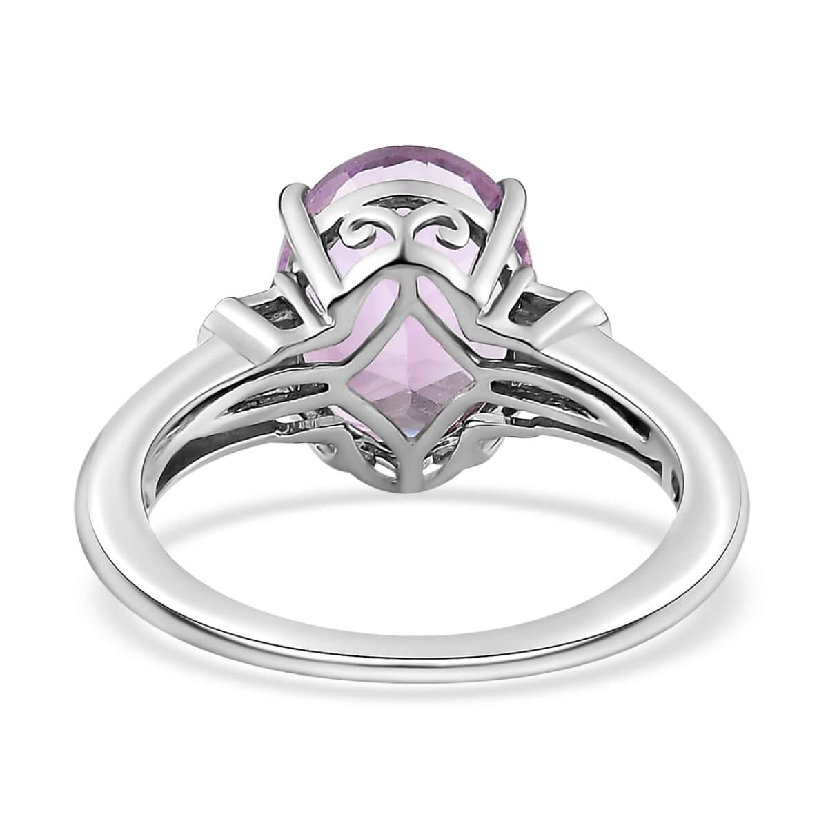 Rose De France Amethyst Solitaire Ring in Platinum Over Sterling Silver (Size 10.0) 2.40 ctw image number 4