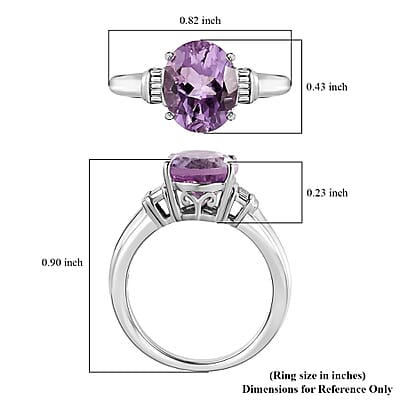 Rose De France Amethyst Solitaire Ring in Platinum Over Sterling Silver (Size 10.0) 2.40 ctw