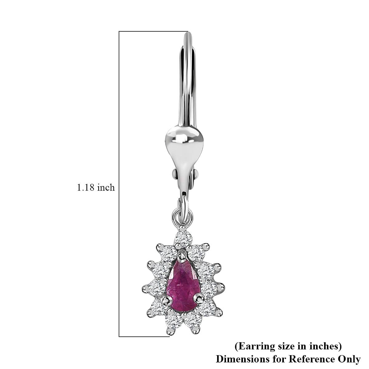 Premium Montepuez Ruby and White Zircon Sunburst Lever Back Earrings in Platinum Over Sterling Silver 0.85 ctw