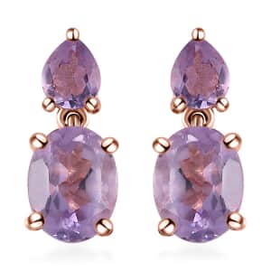 Rose De France Amethyst 2.90 ctw Stud Earrings in Vermeil Rose Gold Over Sterling Silver