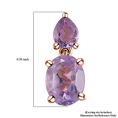 Rose De France Amethyst 2.90 ctw Stud Earrings in Vermeil Rose Gold Over Sterling Silver
