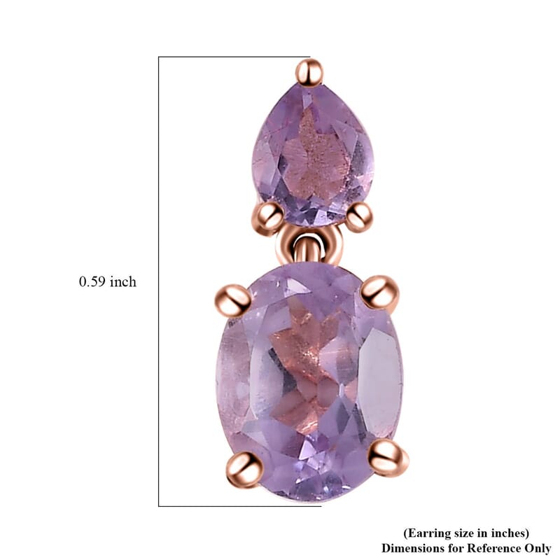 Rose De France Amethyst 2.90 ctw Stud Earrings in Vermeil Rose Gold Over Sterling Silver