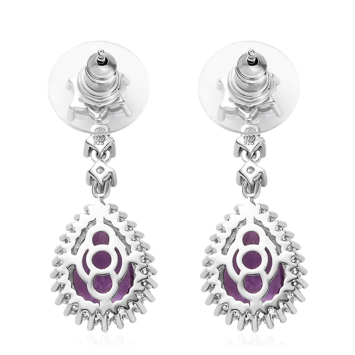 Rose De France Amethyst and White Zircon Dangle Earrings in Platinum Over Sterling Silver 7.35 ctw image number 4