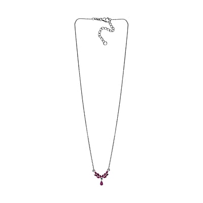Premium Montepuez Ruby 1.00 ctw Necklace 18-20 Inches in Platinum Over Sterling Silver