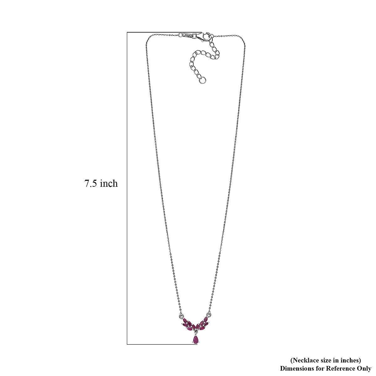 Premium Montepuez Ruby 1.00 ctw Necklace 18-20 Inches in Platinum Over Sterling Silver image number 5