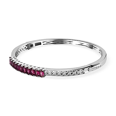 Karis Orissa Rhodolite Garnet Bangle Bracelet in Platinum Bond (6.50 In) 3.15 ctw