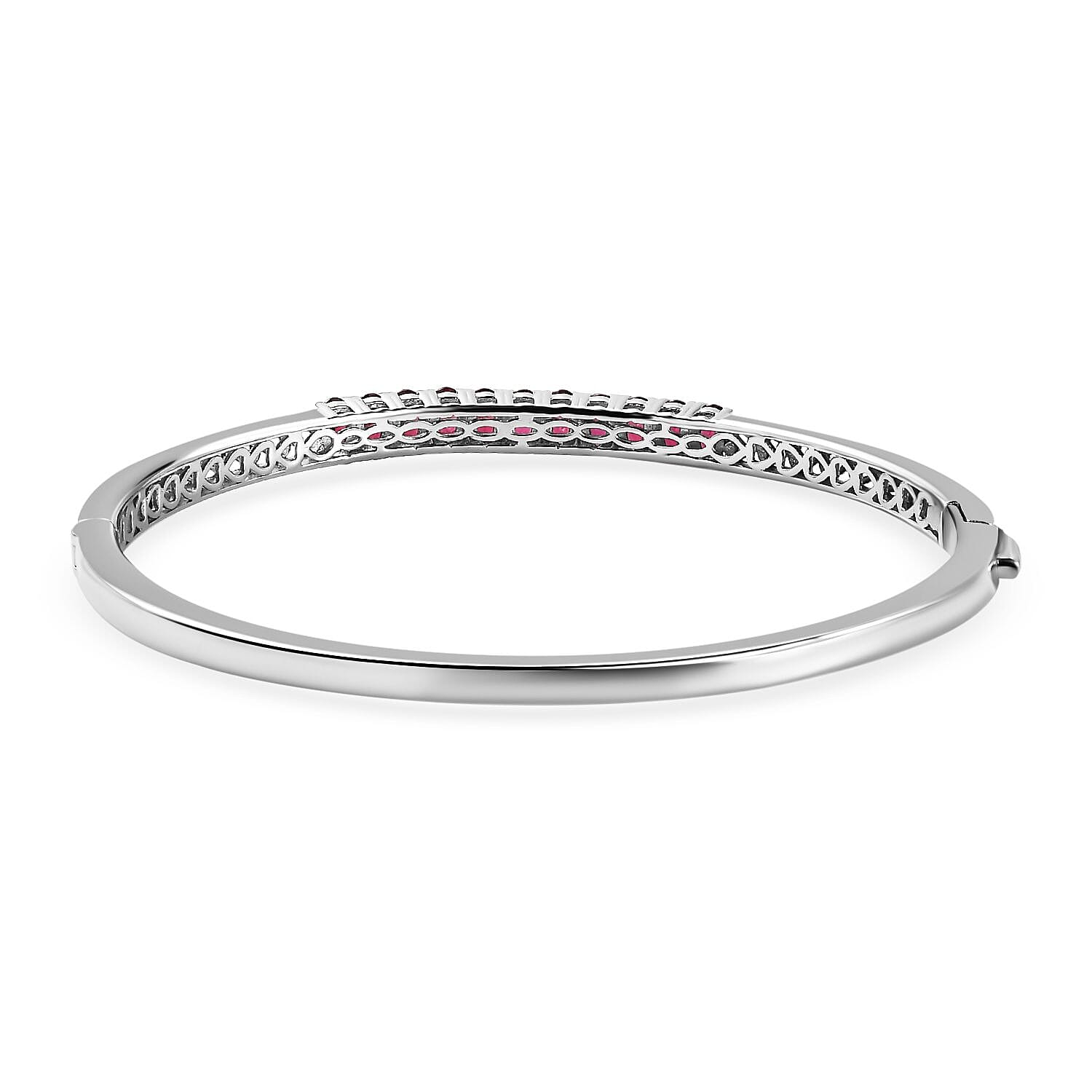 Karis Orissa Rhodolite Garnet Bangle Bracelet in Platinum Bond (6.50 In) 3.15 ctw
