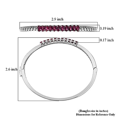 Karis Orissa Rhodolite Garnet Bangle Bracelet in Platinum Bond (6.50 In) 3.15 ctw