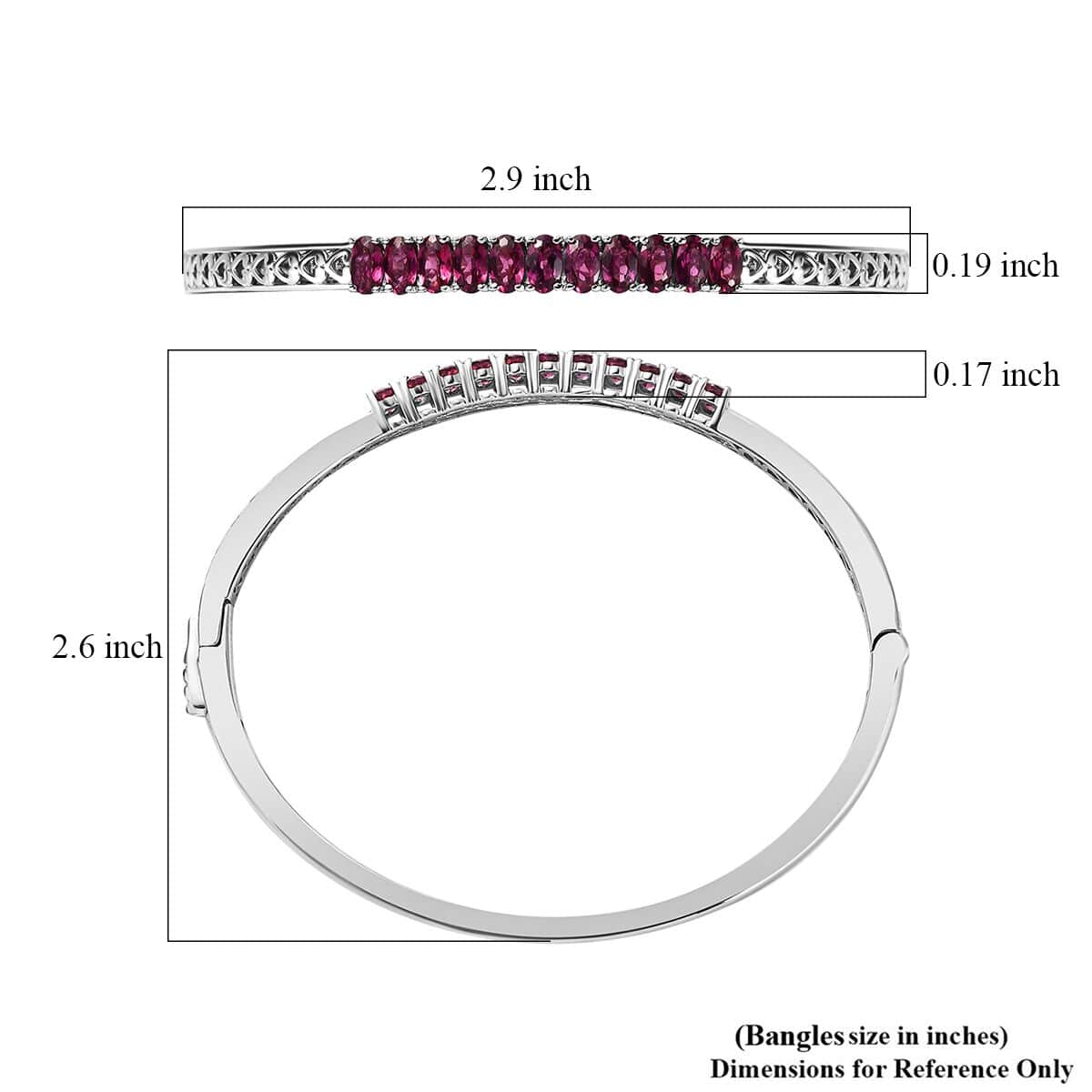Karis Orissa Rhodolite Garnet Bangle Bracelet in Platinum Bond (7.25 In) 3.15 ctw image number 5