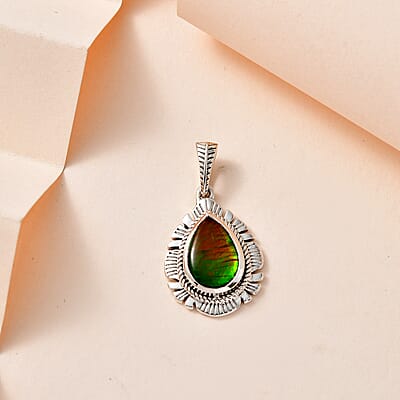 Artisan Crafted Canadian Ammolite Pendant in Sterling Silver