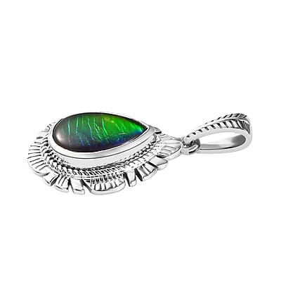 Artisan Crafted Canadian Ammolite Pendant in Sterling Silver