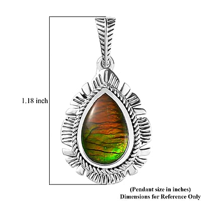 Artisan Crafted Canadian Ammolite Pendant in Sterling Silver