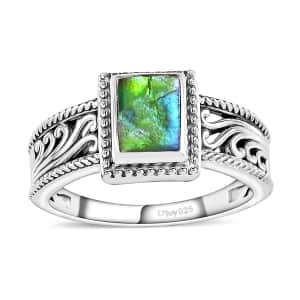 Artisan Crafted Canadian Ammolite Ring in Sterling Silver (Size 10.0)