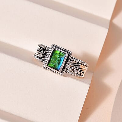 Artisan Crafted Canadian Ammolite Ring in Sterling Silver (Size 10.0)