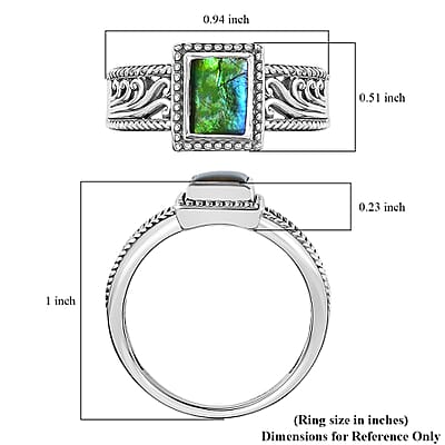 Artisan Crafted Canadian Ammolite Ring in Sterling Silver (Size 10.0)