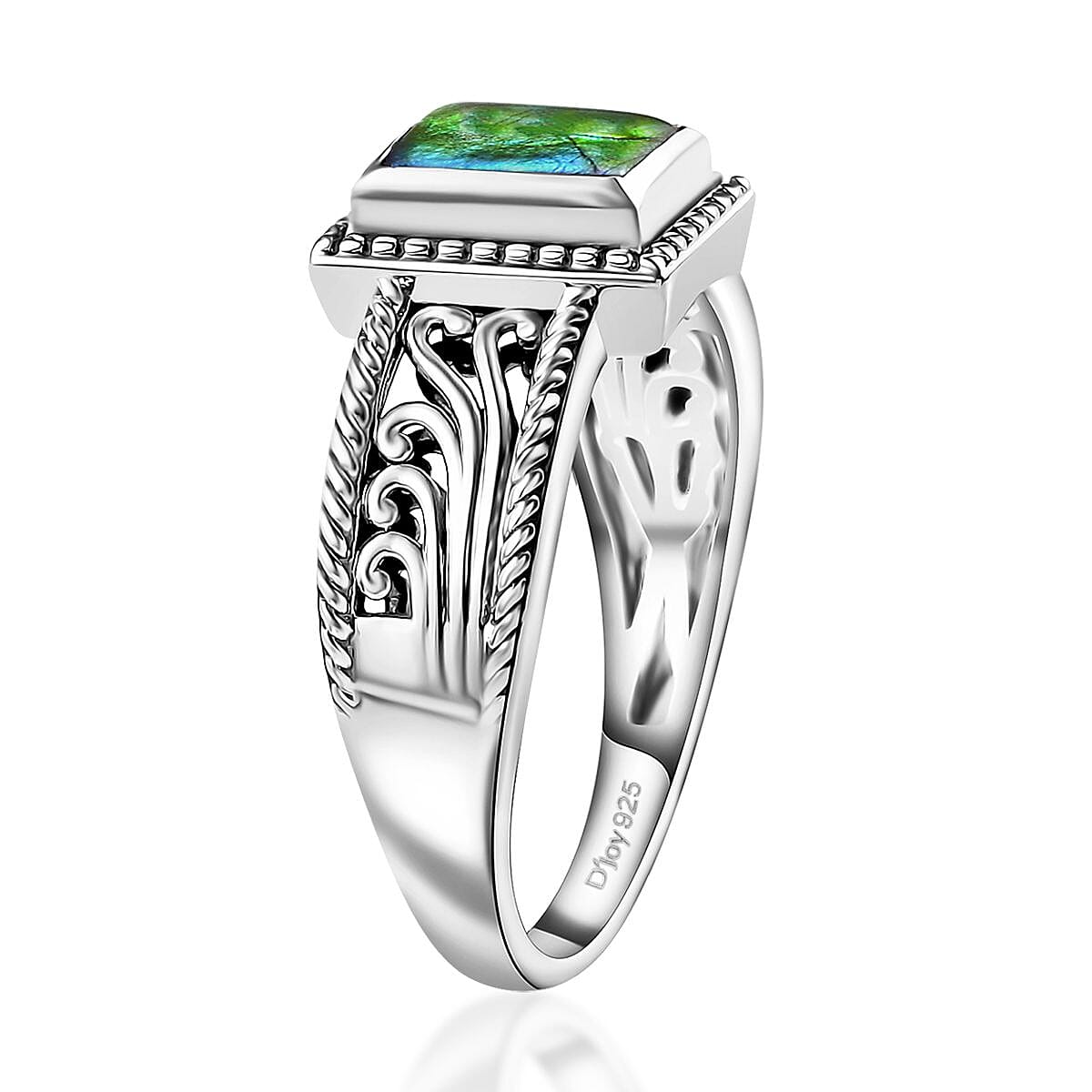 Artisan Crafted Canadian Ammolite Ring in Sterling Silver (Size 7.0) image number 3