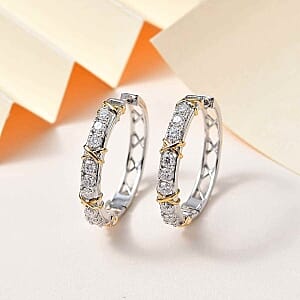 Moissanite Full Hoop 1.80 ctw Earrings in Vermeil YG Over Sterling Silver
