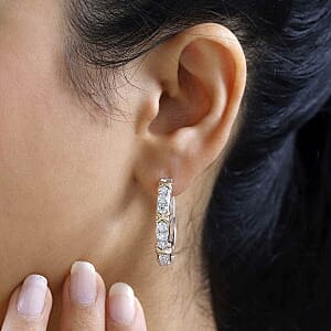 Moissanite Full Hoop 1.80 ctw Earrings in Vermeil YG Over Sterling Silver