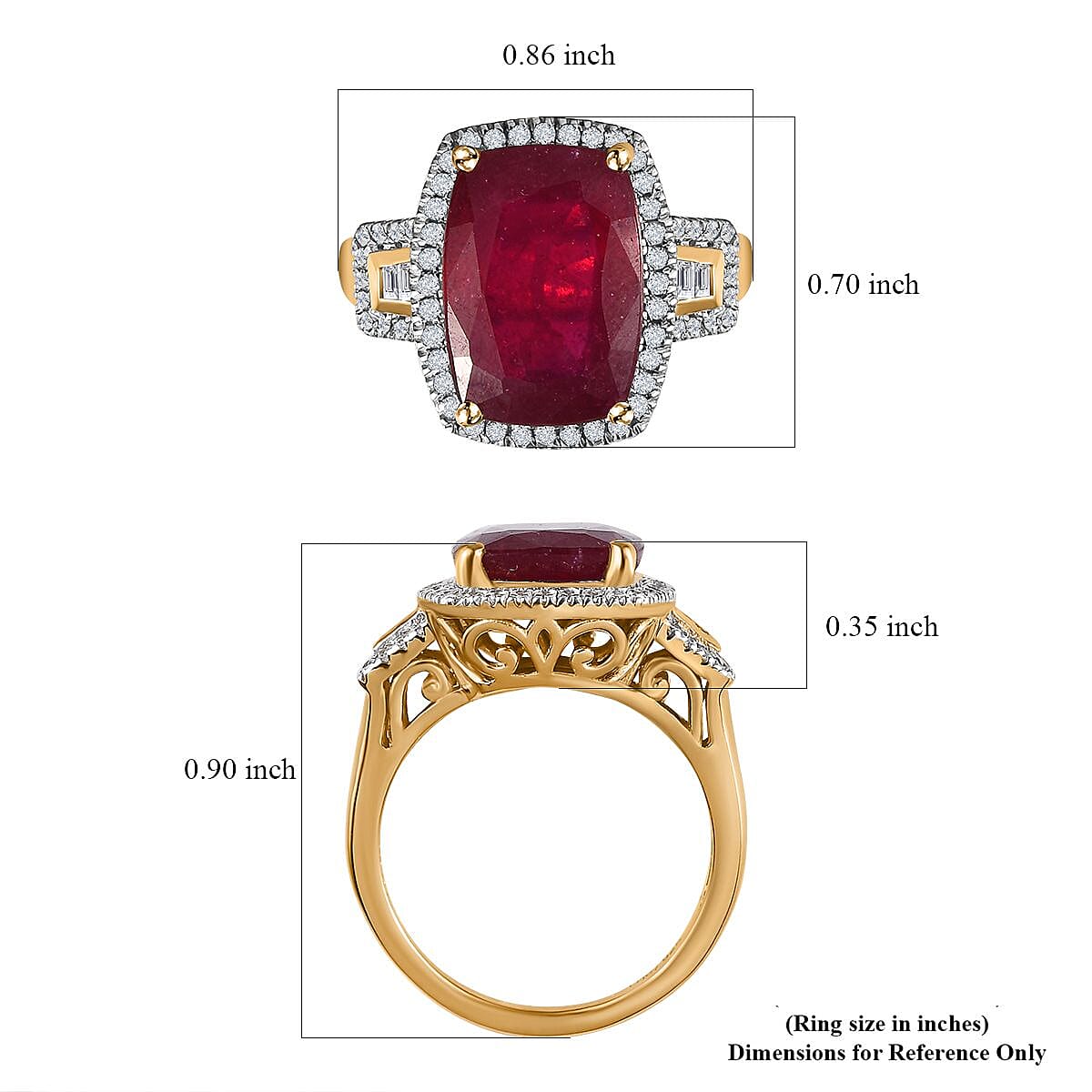 Niassa Ruby (FF) and White Zircon Halo Ring in Vermeil Yellow Gold Over Sterling Silver (Size 10.0) 11.60 ctw (Del. in 8-10 Days) image number 5