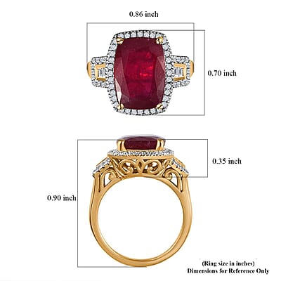 Niassa Ruby (FF) and White Zircon Halo Ring in Vermeil Yellow Gold Over Sterling Silver (Size 10.0) 11.60 ctw