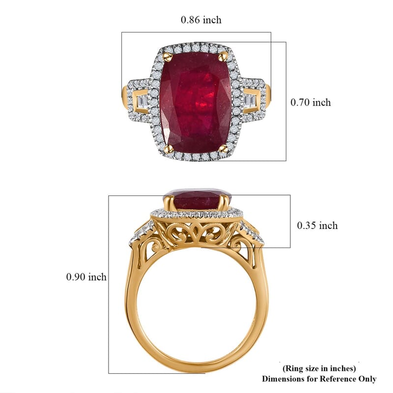 Niassa Ruby (FF) and White Zircon Halo Ring in Vermeil Yellow Gold Over Sterling Silver (Size 10.0) 11.60 ctw