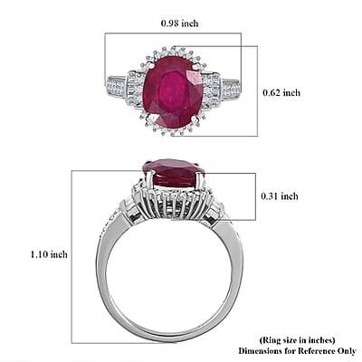 Niassa Ruby (FF) and White Topaz Ring in Platinum Over Sterling Silver (Size 10.0) 7.40 ctw