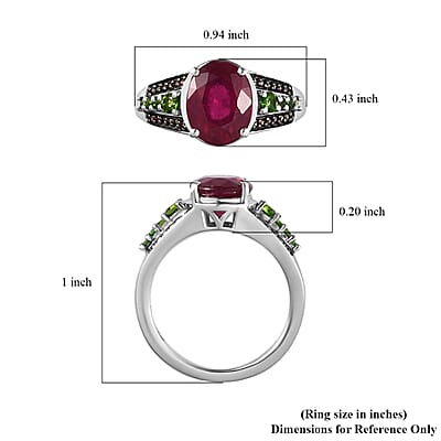 Niassa Ruby (FF) and Multi Gemstone Ring in Platinum Over Sterling Silver (Size 10.0) 4.00 ctw
